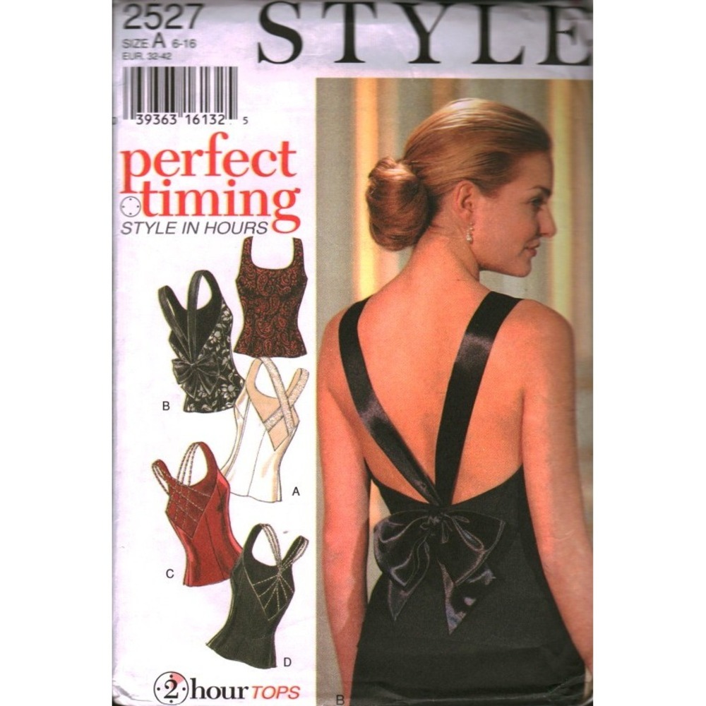 Style 2527 Sewing Pattern Misses Evening Tops V-Back Bow Halter Size 6-16 cut